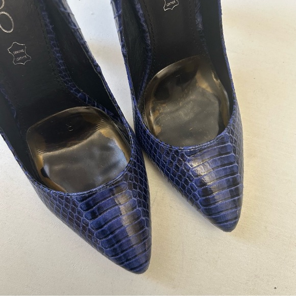 Aldo Blue Leather Snakeskin Pattern High Heels Pointed Toe Stilettos Size 7.5 - Picture 13 of 16